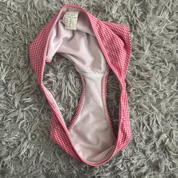 Guess Pink & White Gingham Halter Bikini Top & Bottom Set - Picture 10 of 12